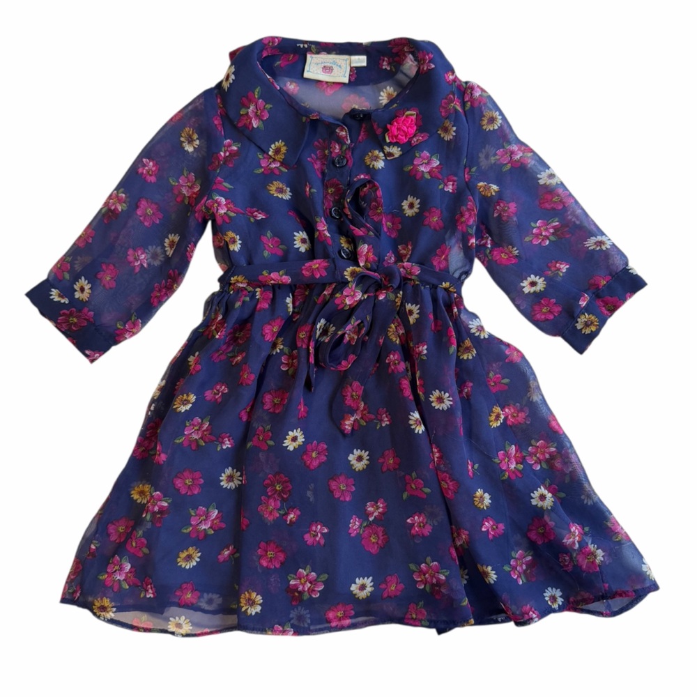 Marmellata Little Girls Blue Flower 2pc Princess Dress